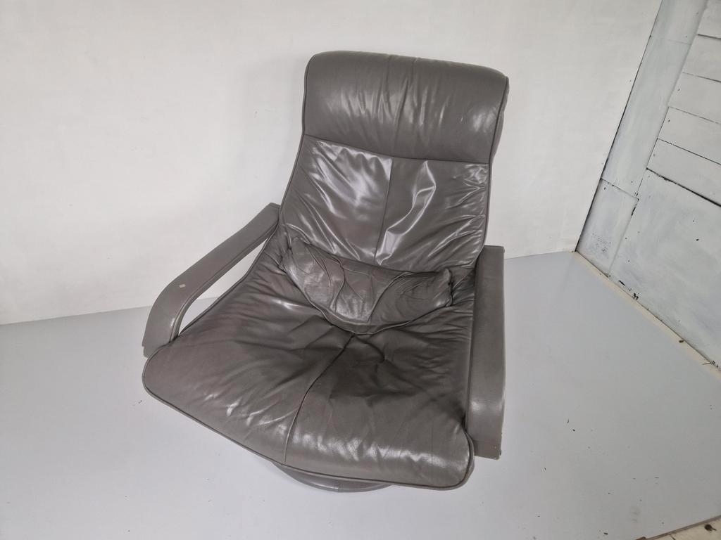 Vintage Jaren 70 Leren Draai Fauteuil Space Age Tulp Voet image 4