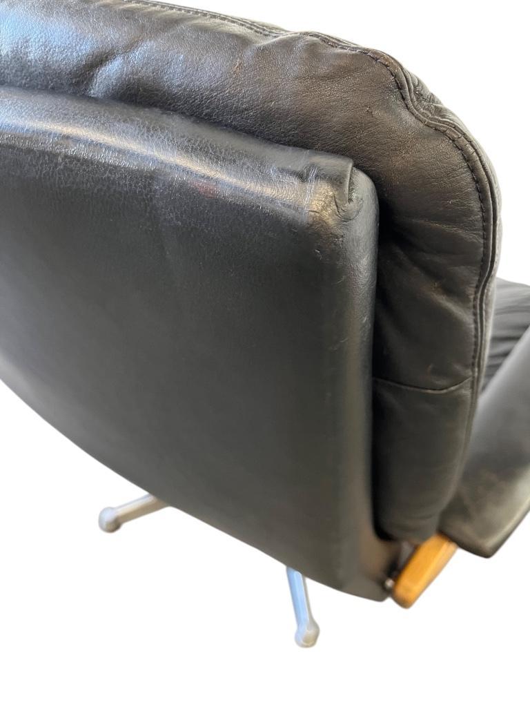 Vintage Zwart Lederen Fauteuil / Eenzit Andre Vandenbeuck image 11