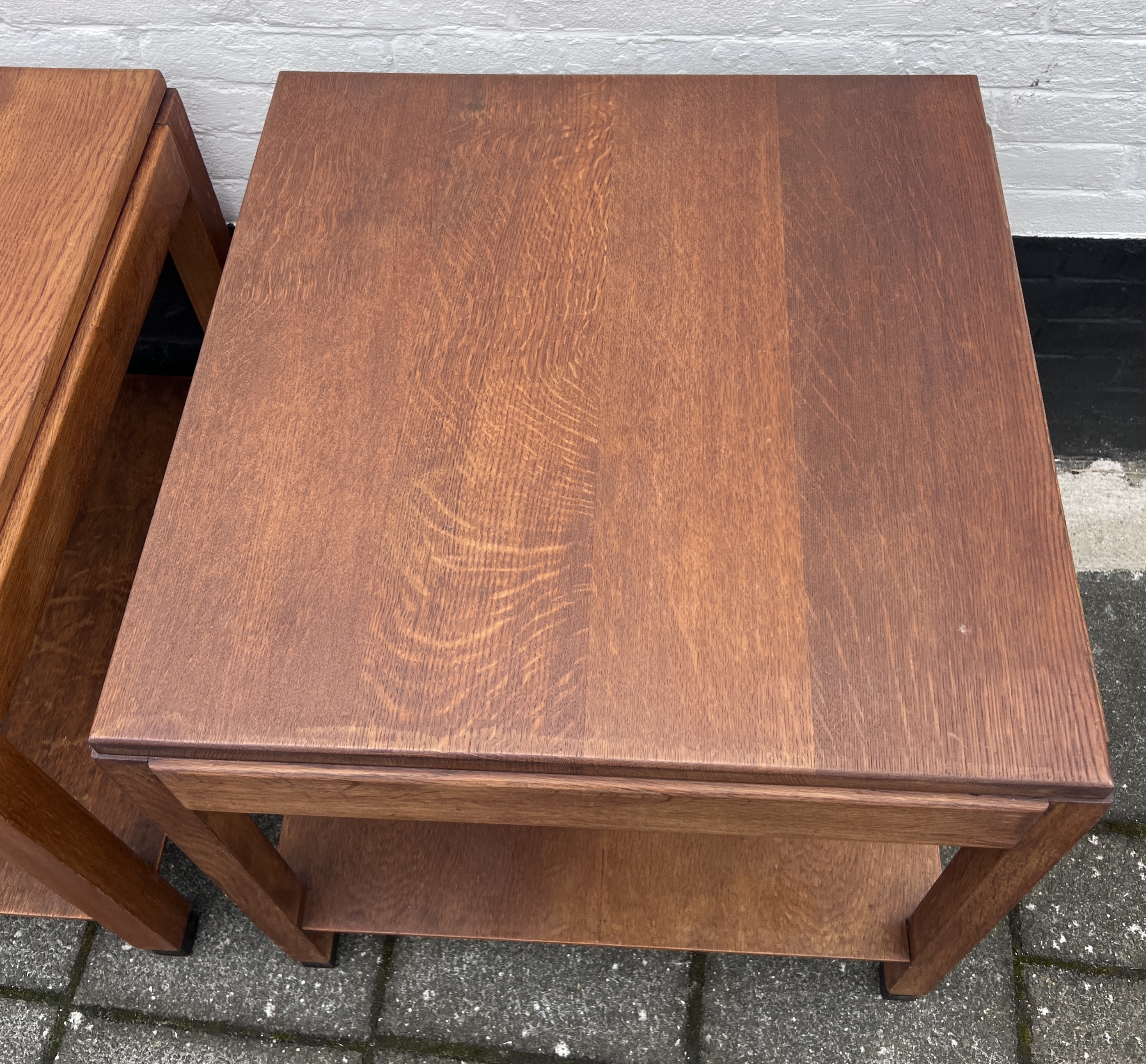 Set Van 2 Bijna Identieke Eiken Tafels Met Onderblad 61 Cm Hoog image 5