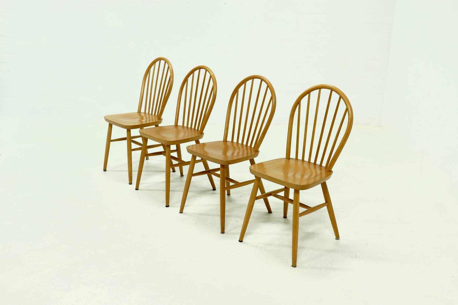 Set Of 4 Scandinavian Spindle Back Dining Chairs In Style Of Akerblom 1960s image 2