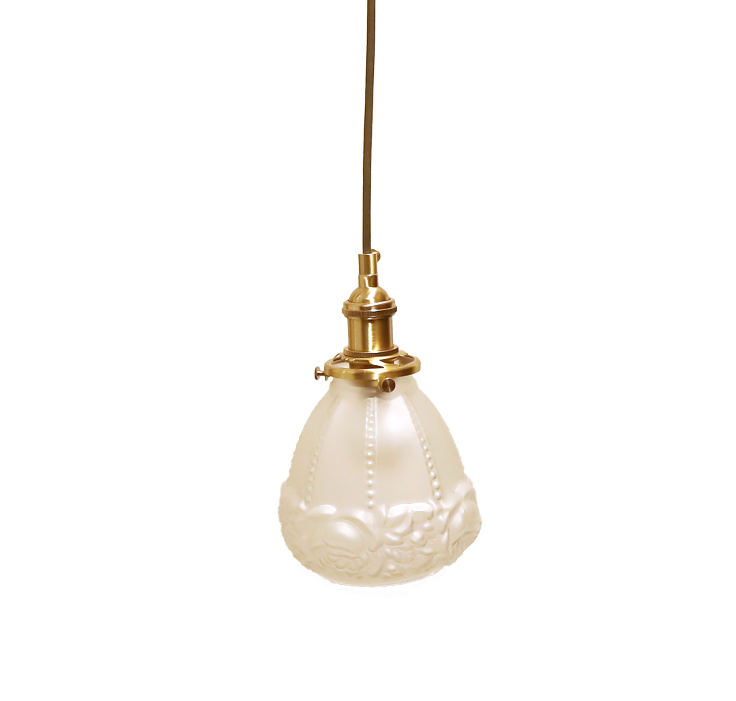 Hanglampje Art Deco Mat Glas Rozen Motief, Frankrijk Jaren '20/anno Nu. image 2