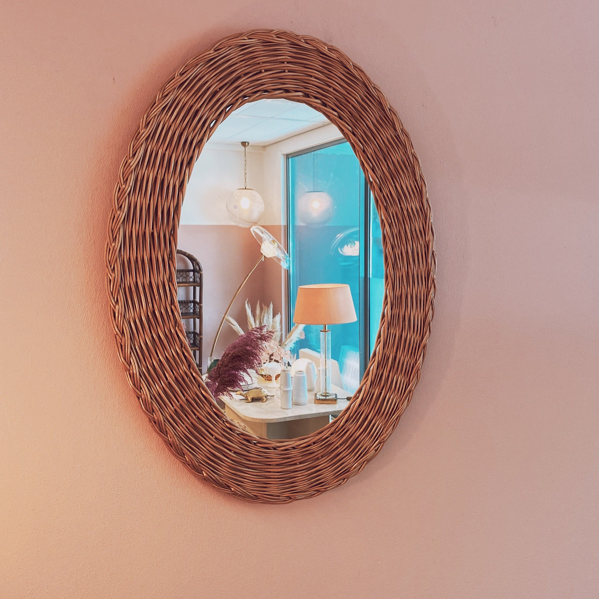 Decorative Oval Rattan Mirror image 2