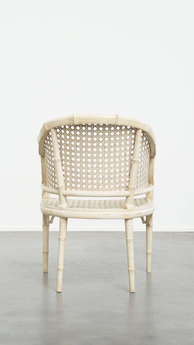 Gezellige Vintage Jaren 70 Design Stoel Van Jonathan Adler Gemaakt Van Riet En Bamboe image 4