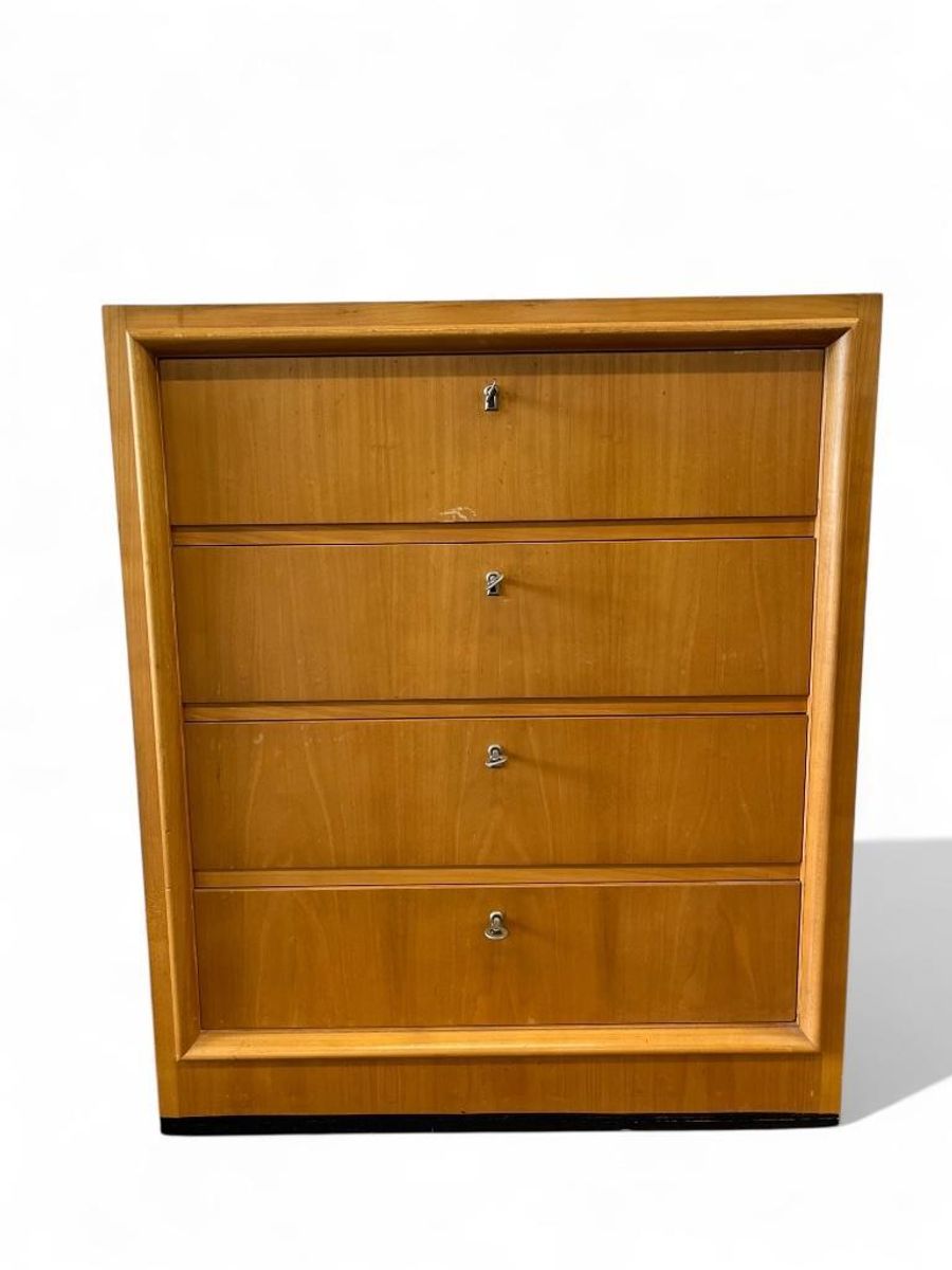 Vintage Houten Ladekast Kast – 4 Lades Met Metalen Grepen image 8
