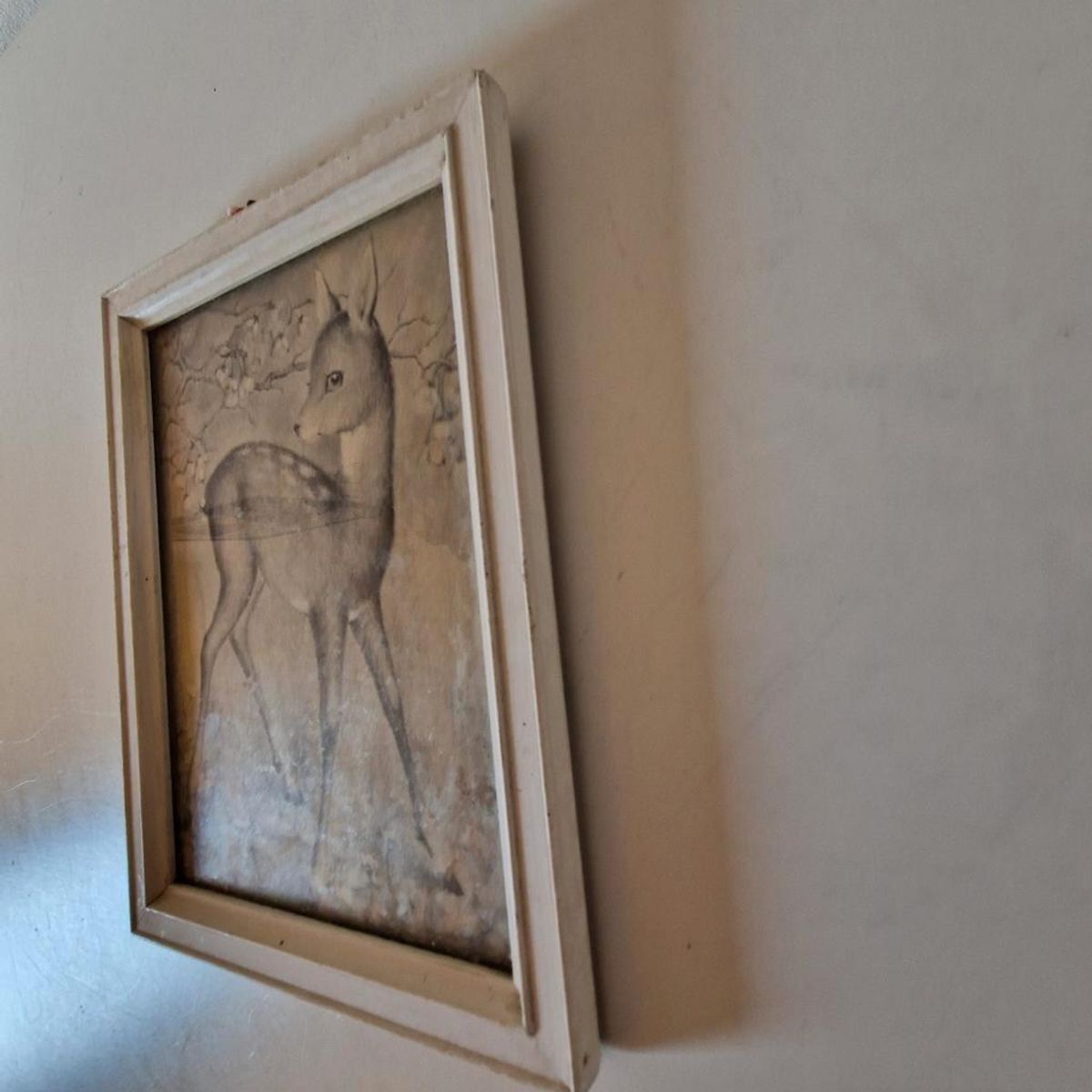 Vintage Schilderijtje Prentje Hertje Bambi Hert In Lijst image 4