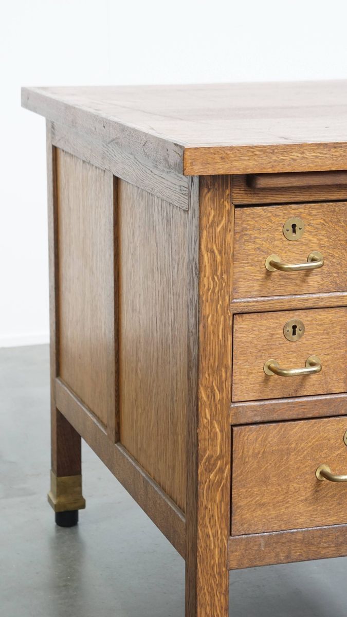 Antiek Art Deco Bureau Uit Begin 20e Eeuw Gemaakt Van Eikenhout In Amsterdamse School Stijl image 13