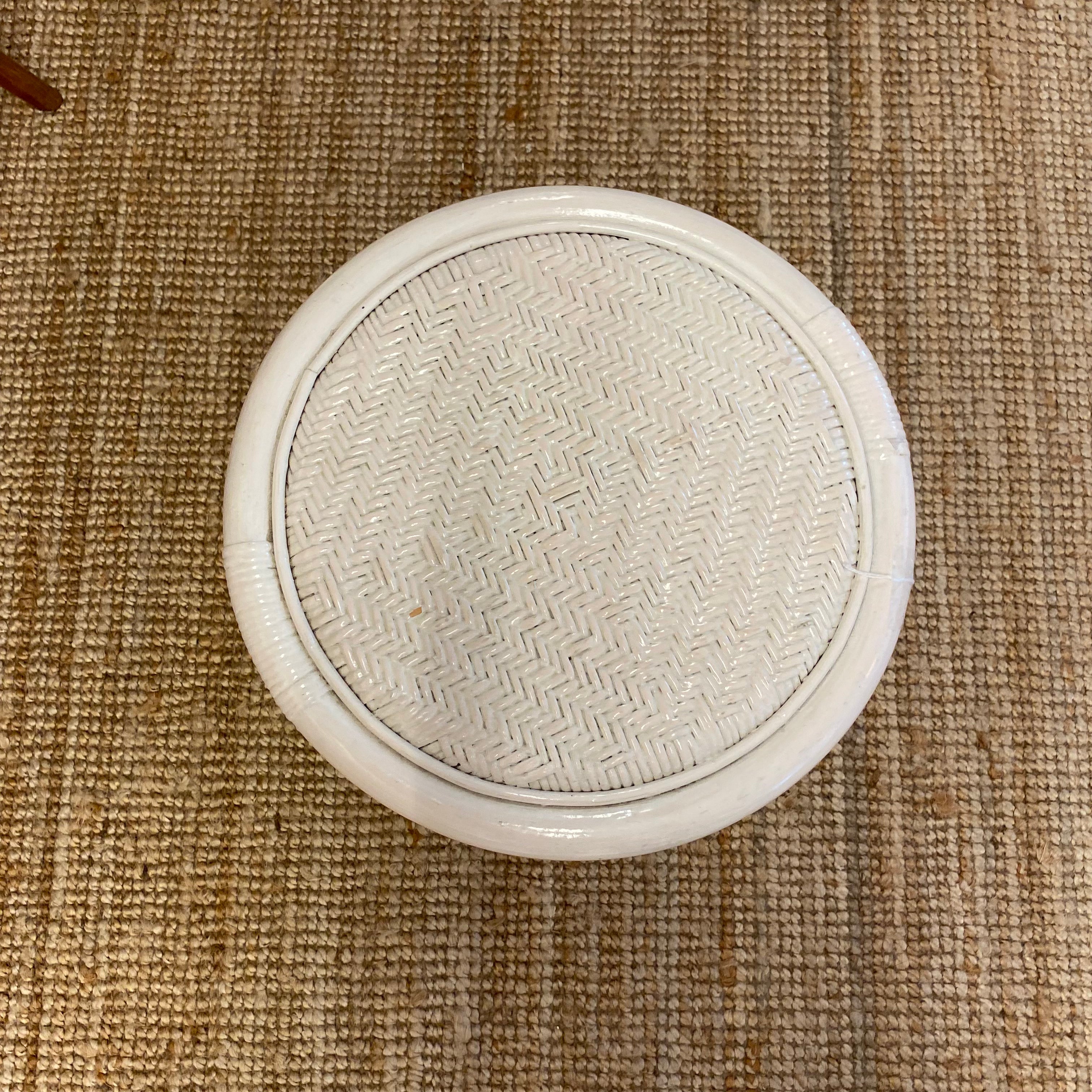 White Rattan & Bamboo Stool image 5