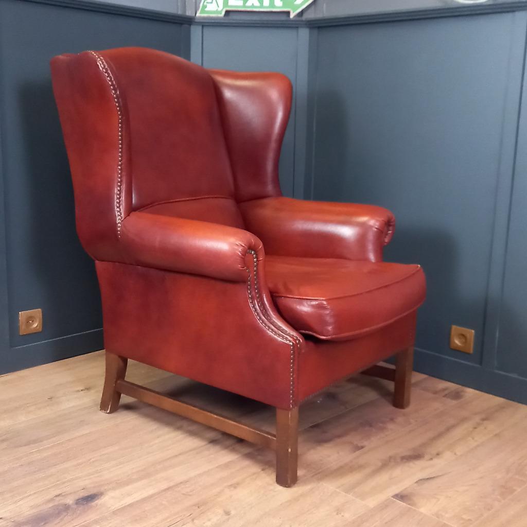 Grote Schapenleren Vintage Engelse Oorfauteuil image 8