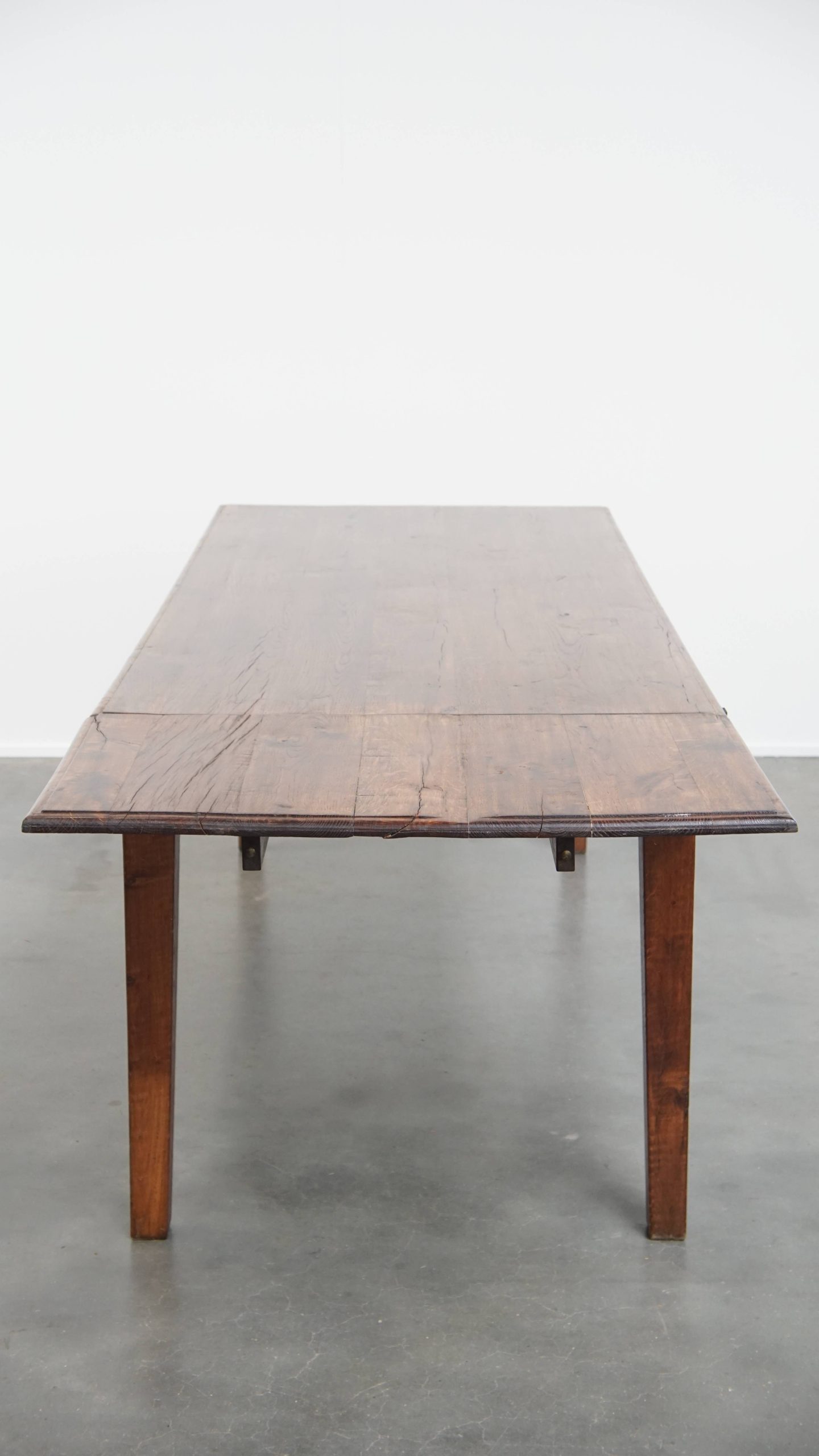 Unieke Antieke Eikenhouten Eettafel Uit Begin 1900 Met Aan Één Kant Een Uitklapbaar Blad image 8