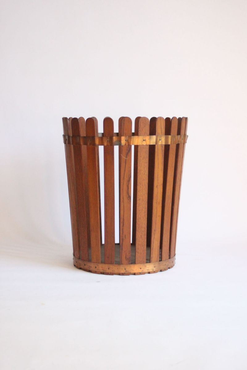 Vintage Teak Wooden Paper Bin, 1950s image 7