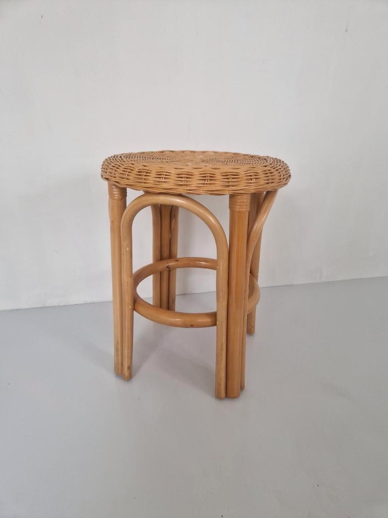 Vintage Rotan Boho Kruk Bamboe Design. image 2