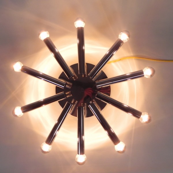 Verchroomde Sciolari Plafondlamp Met 10 Lichtpunten, Boulanger, Jaren 60 image 9