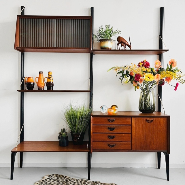 Mid-century Louis Van Teeffelen Wébé Wandmeubel Deens Design 1950’s image 8