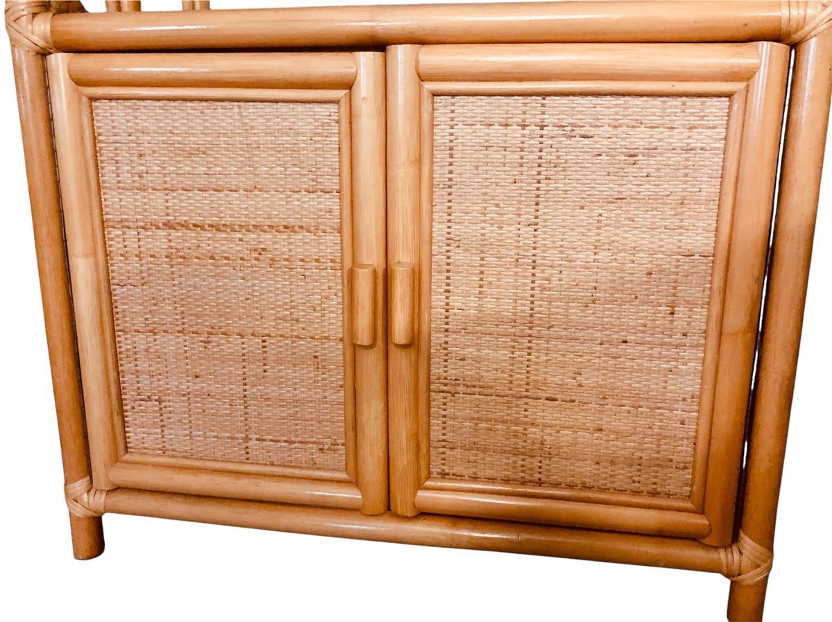 Vintage Bamboe Rotan Kast | Boogkast Rotan Bamboe image 4