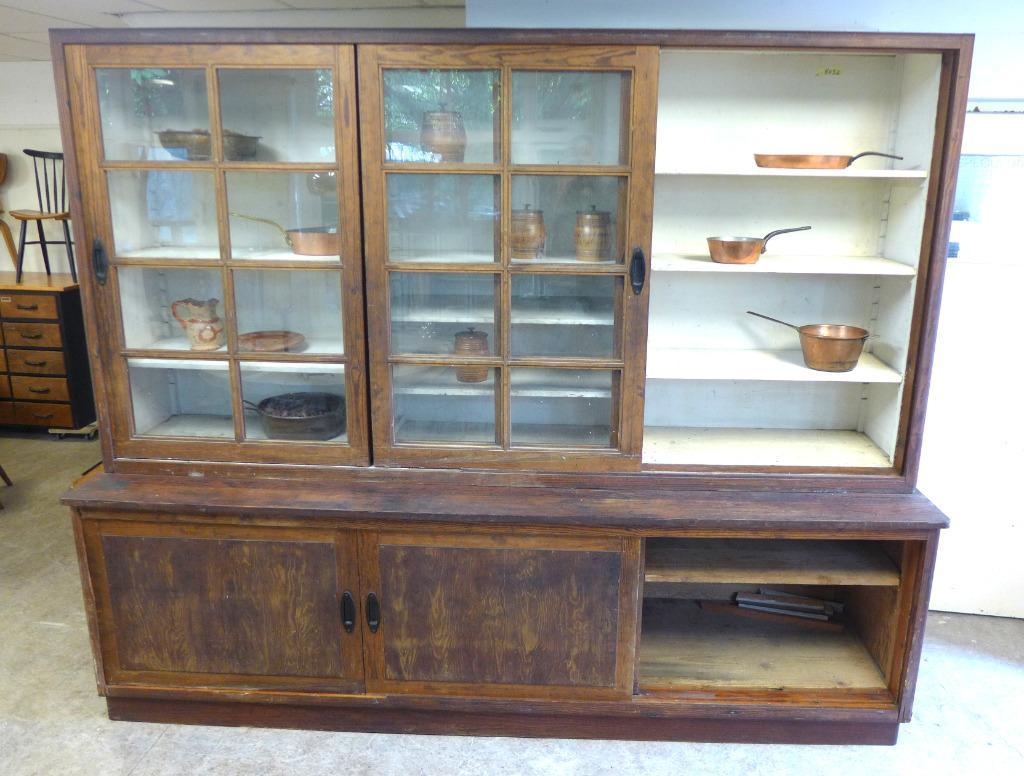 Grote Oude Buffet Vitrine School Museum Winkel Kast image 10