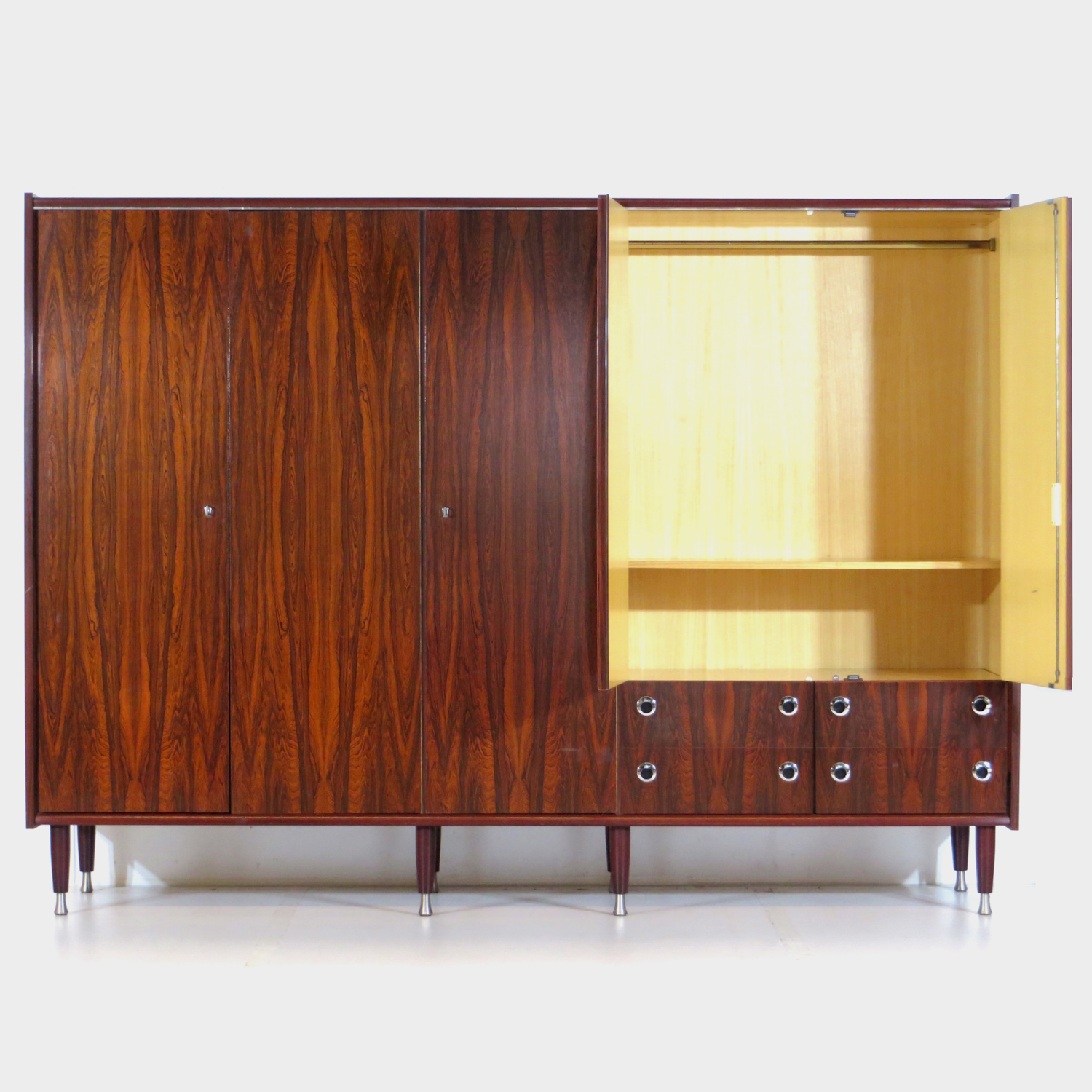 Grote Vintage 5-deurs Mid Century Design Kledingkast, 1960s image 5