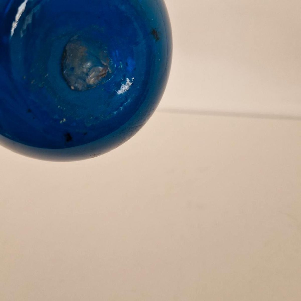 Vintage Petrol Blauwe Glazen Vaas Fles Vaasje Jaren 60 image 5