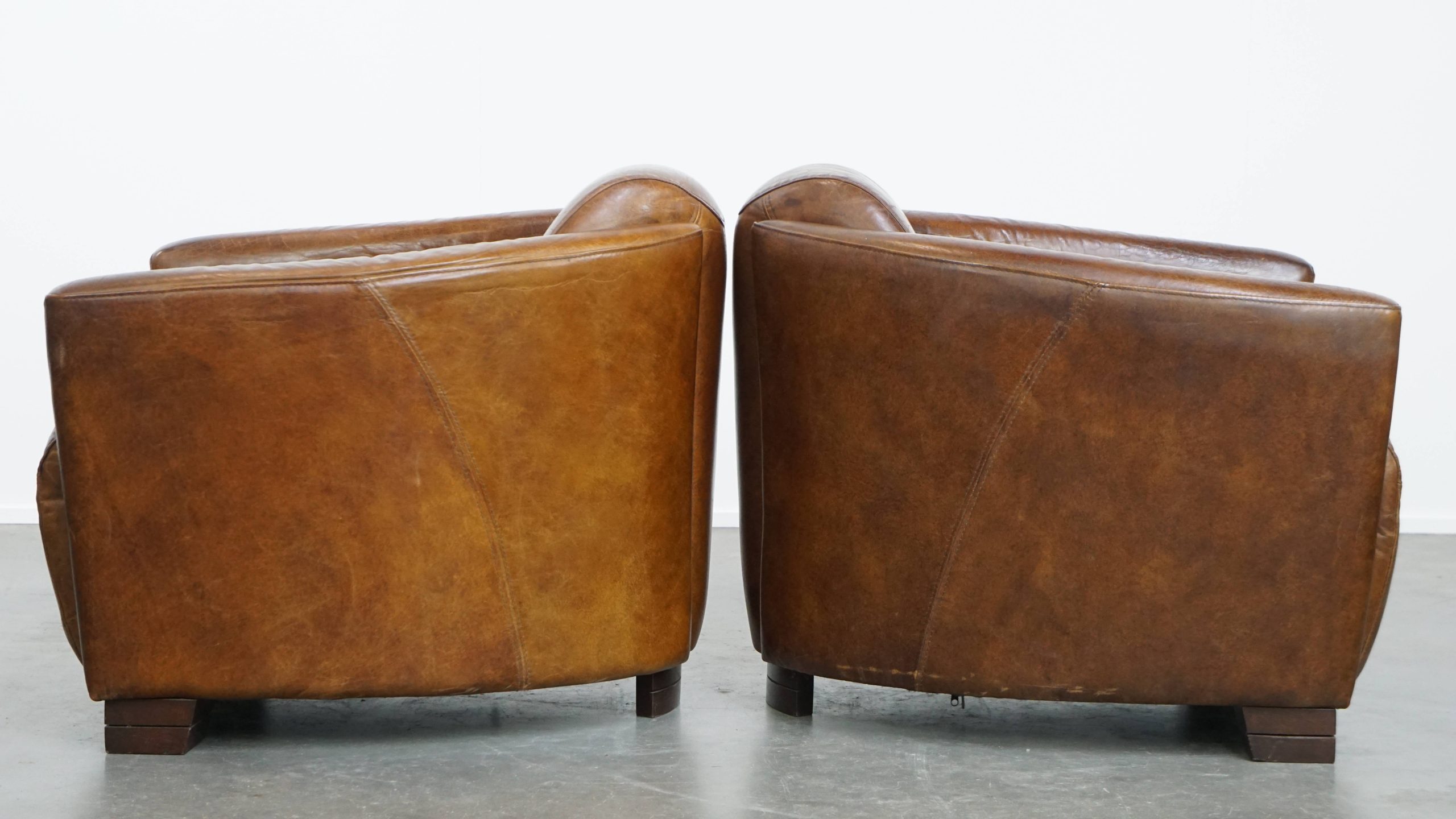 Set Van 2 Unieke En Comfortabele Bruine Rundleren Aviator Design Fauteuils/ Armchairs image 5