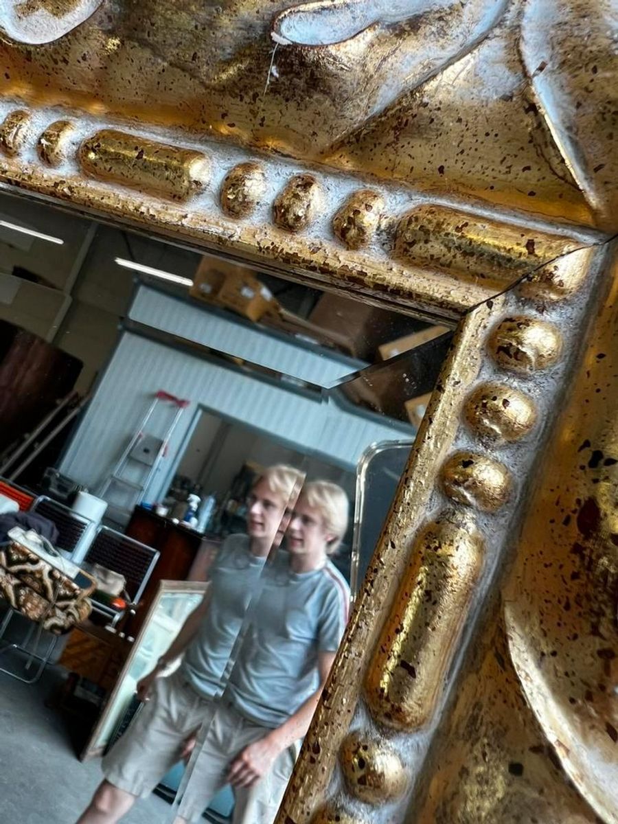 Vintage Geslepen Spiegel In Houten Kader In Het Goud image 2