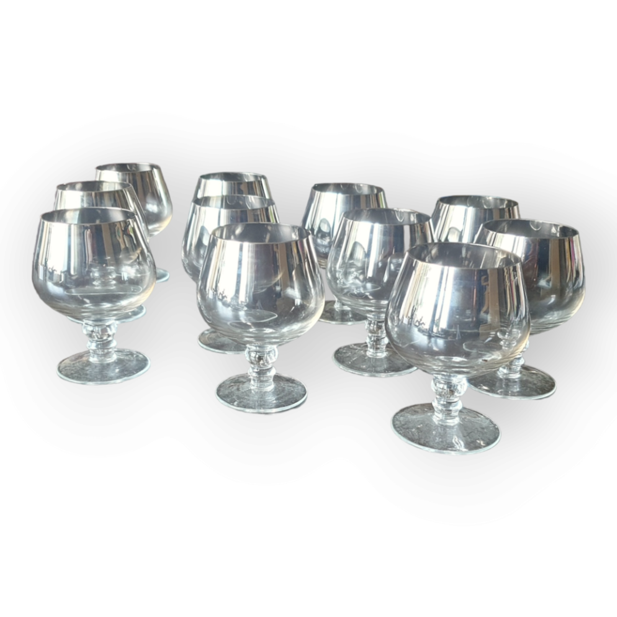 Set Van 11 Vintage Jaren 60 Zilver Ombre Cognac Glazen image 2