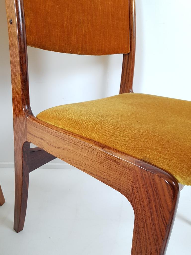 Vintage Deense Stoelen Okergeel Velours Dining Chairs Danish image 8