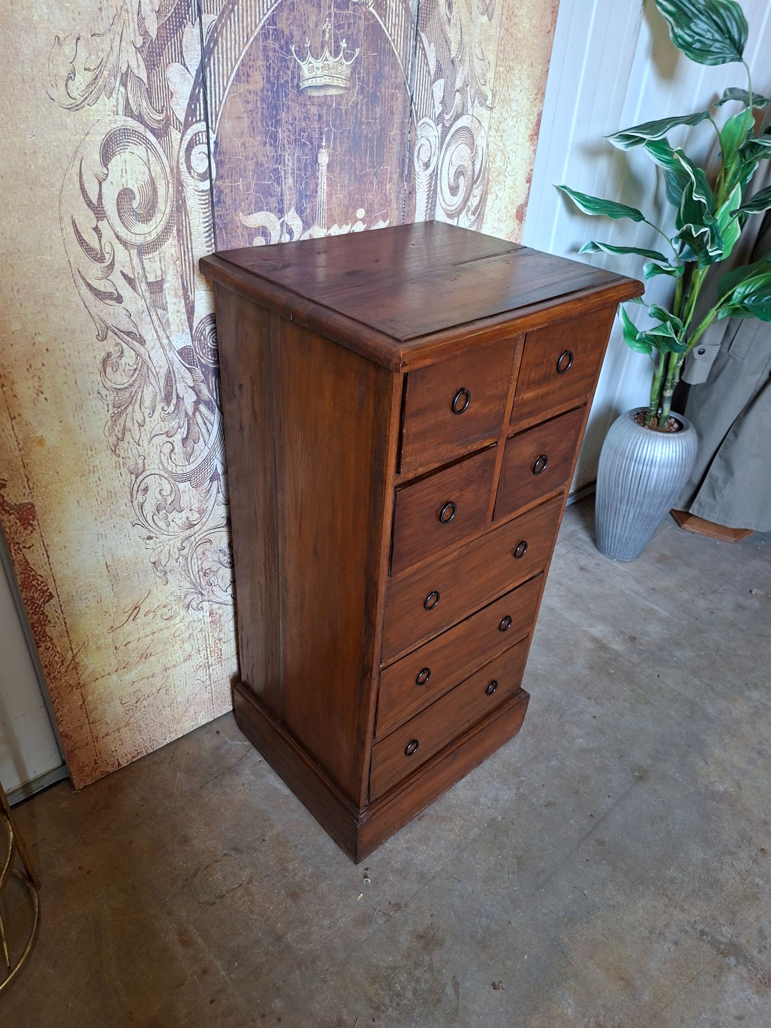 Klassiek Teakhouten Ladekastje, Apothekerskastje, Archiefkast Afm. 50x41 En 101cm Hoog. image 4