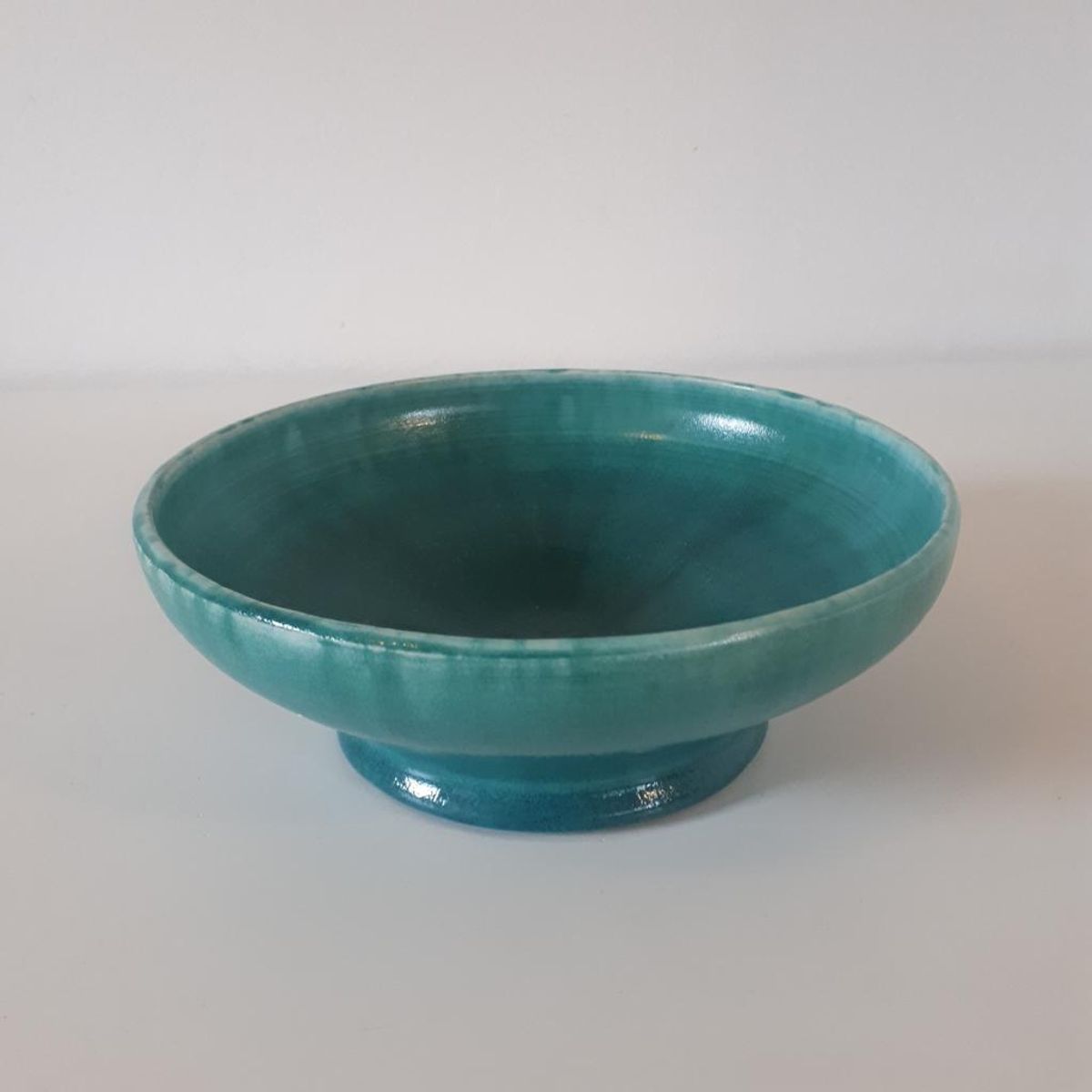 Vintage Schaal Blauw Groene Keramieke Schaal Gemerkt image 5