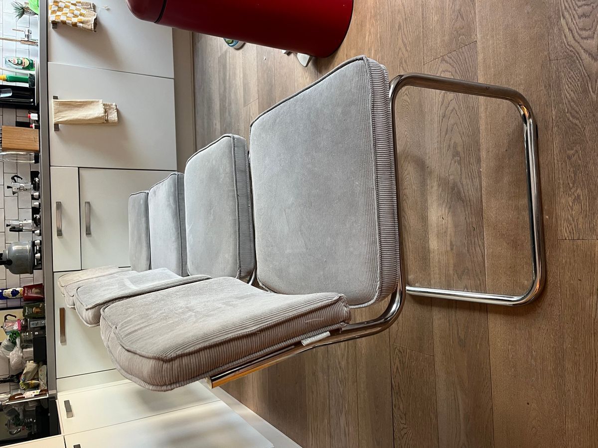 Set Van 4 Zuiver Ridge Rib Eetkamerstoelen (grijs Ribstof) image 6