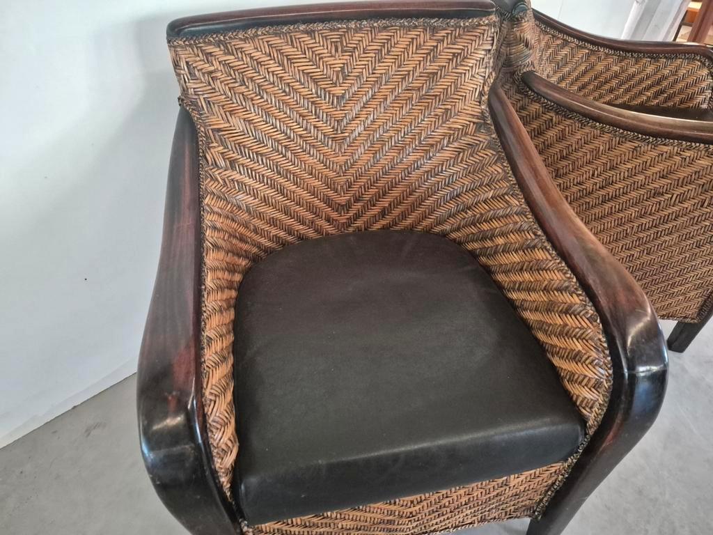 4 Art Deco Colonial Stijl Fauteuils Rotan image 9