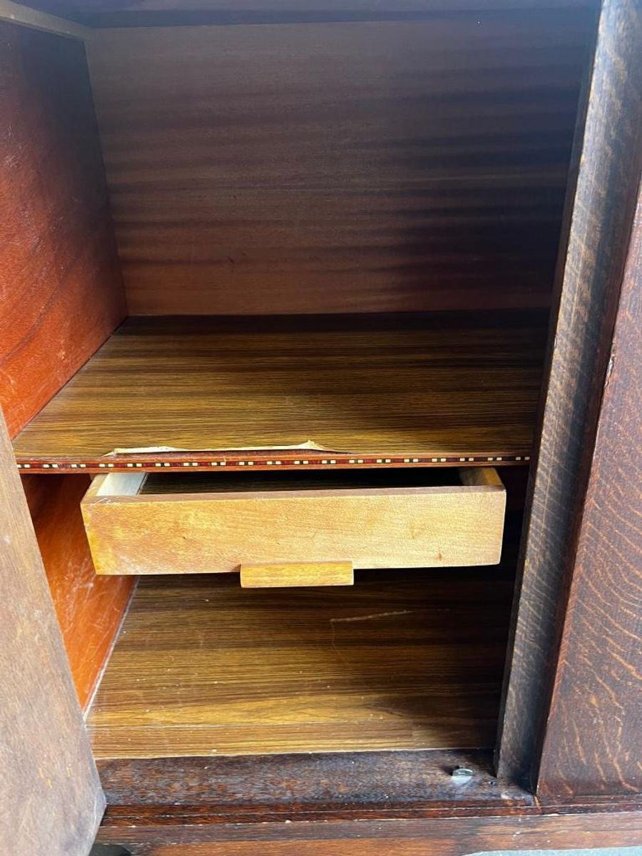 Vintage Dressoir / Retro Lange Extra Diepe Kast Donker Hout image 14