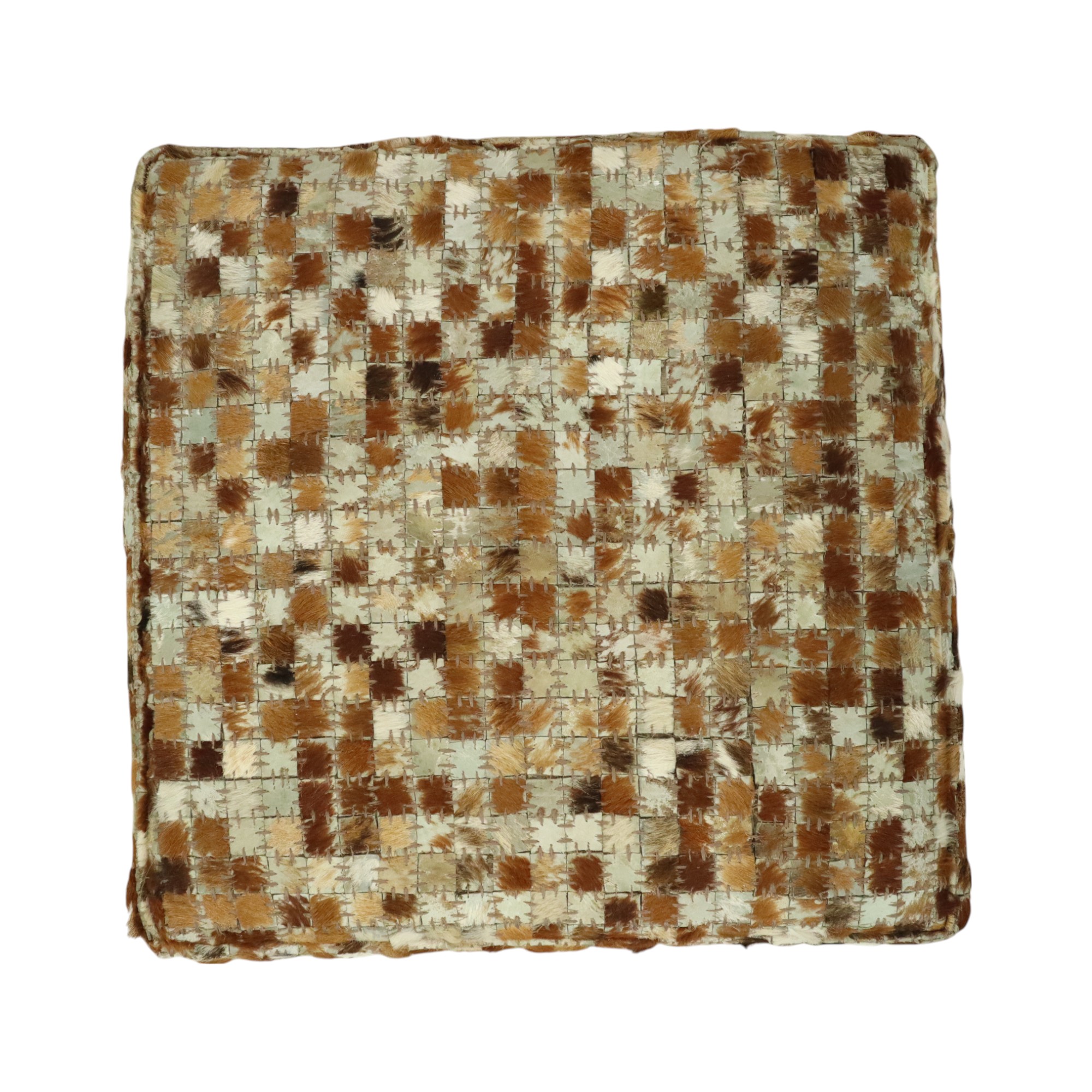 Vintage Vierkante Poef Geitenleer Patchwork Mozaïek Patroon image 11