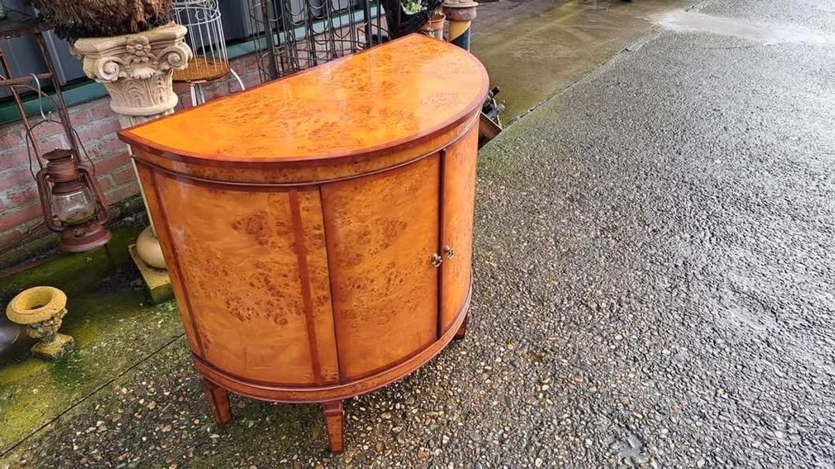 Antieke Wortelnoten Houten Commode Wandconsole, Wandkast, H image 5