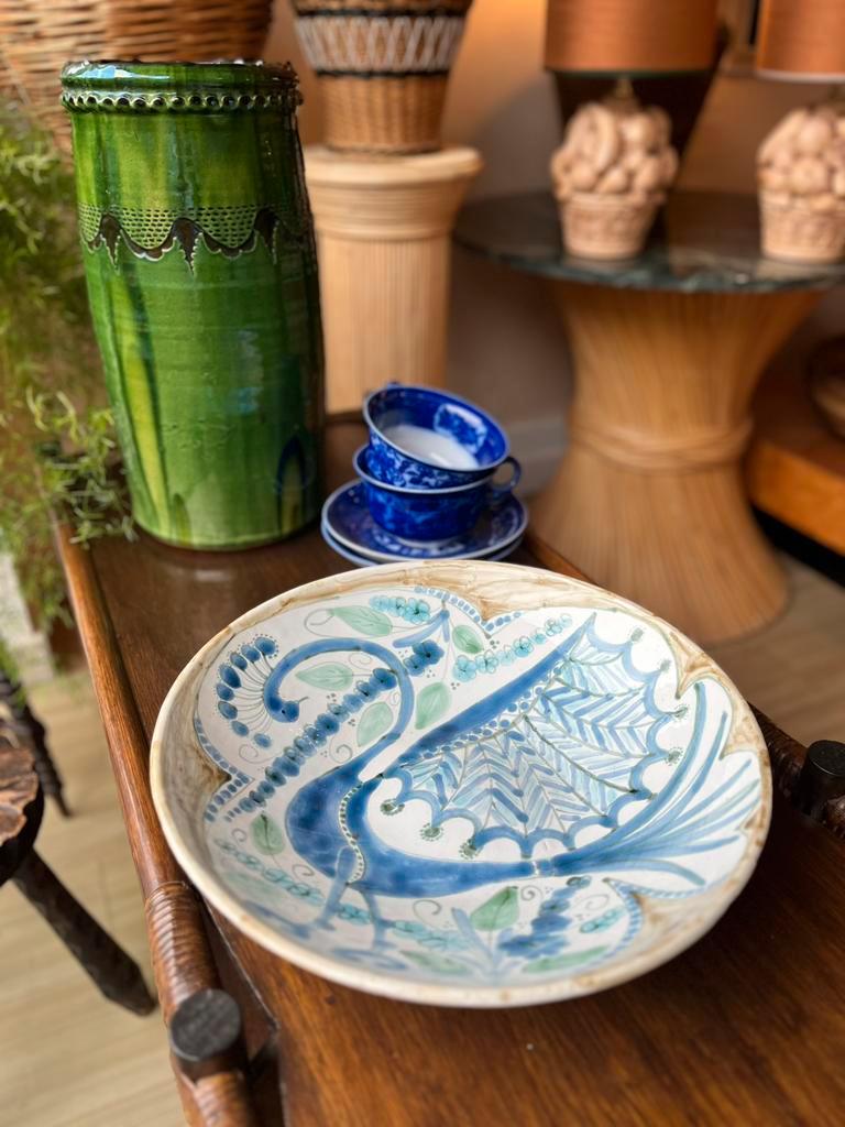 Handmade Gesigneerde Keramiek Schaal Pauw Vintage image 4