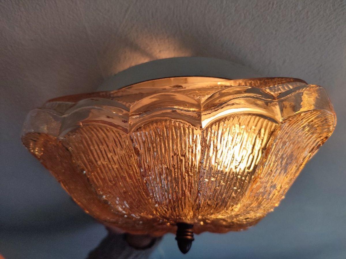 Vintage Plafondlamp Plafonnière Wandlamp Jaren '60 Sixties Glas Amber image 12