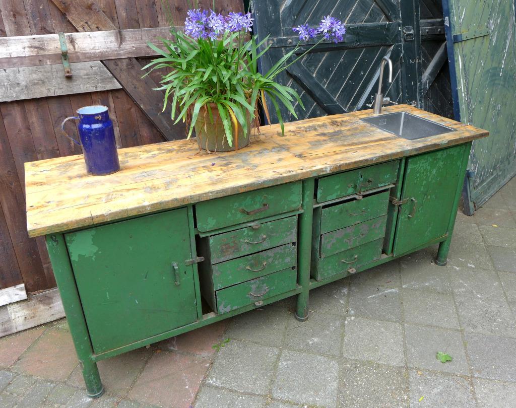 Grote Oude Buffet Vitrine School Museum Winkel Kast image 23