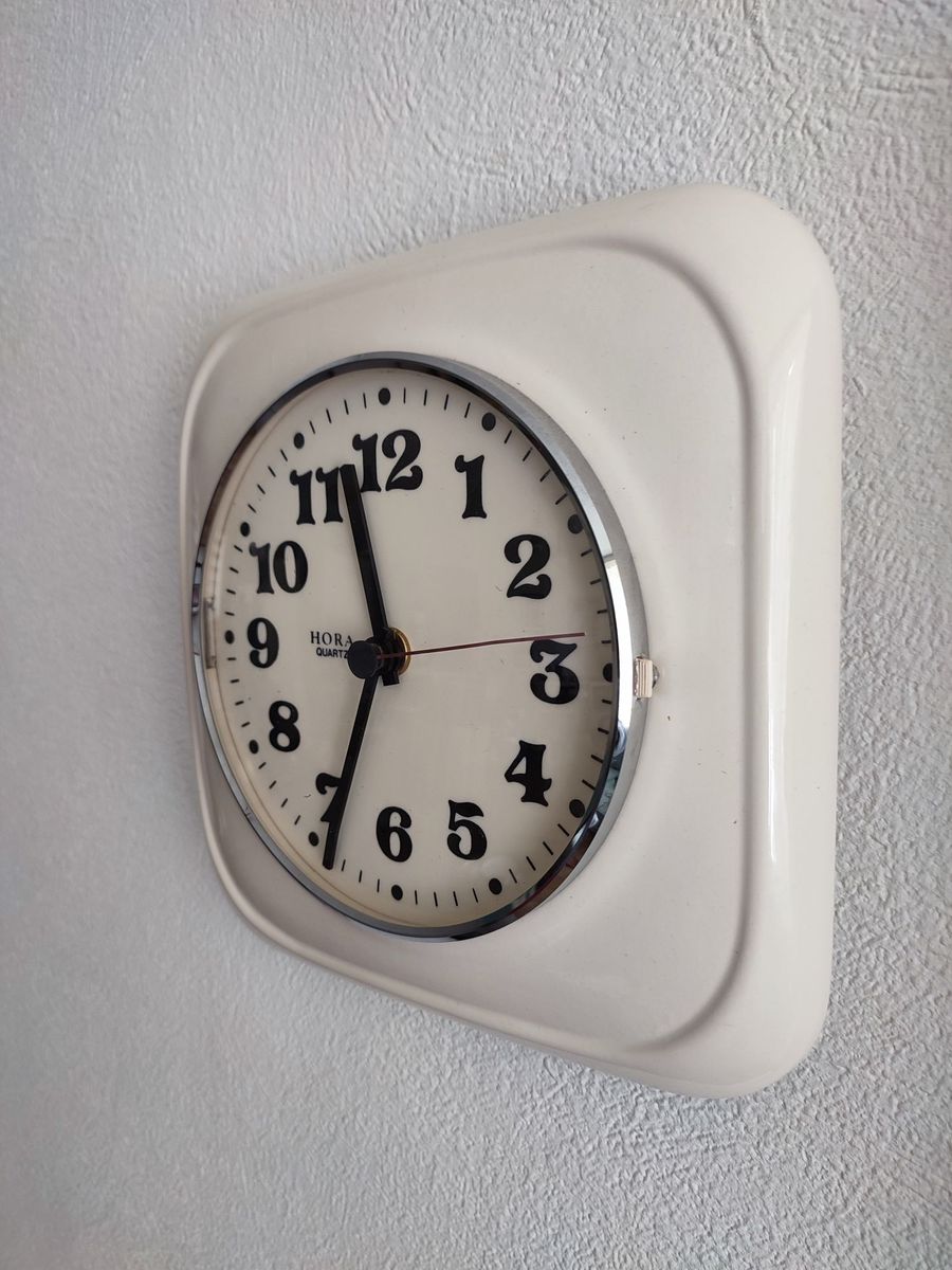 Vintage Keramiek Creme Wandklok Klok Keukenklok Hora image 2