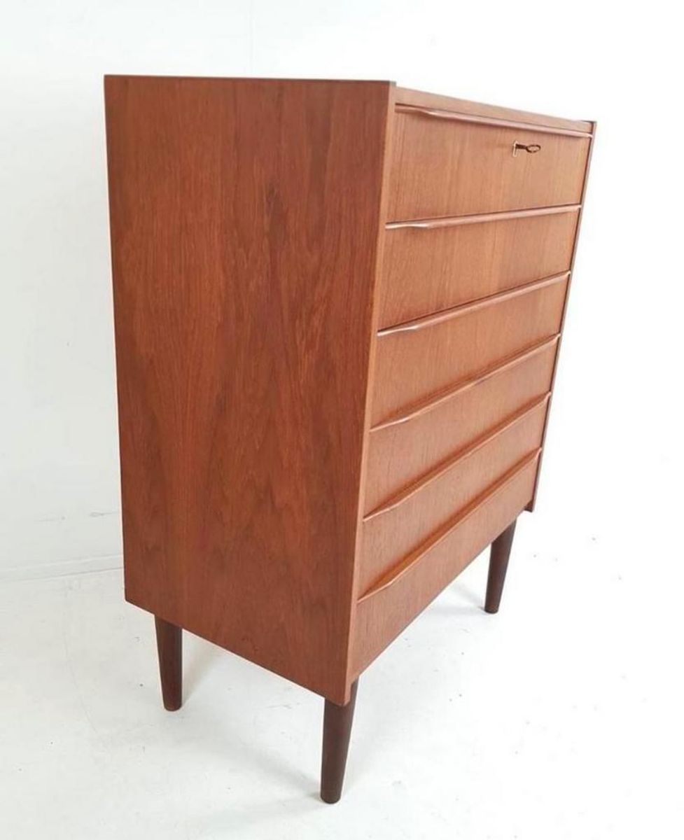 Vintage Teak Houten Ladenkast Deens 6 Lades Chest Of Drawers image 6