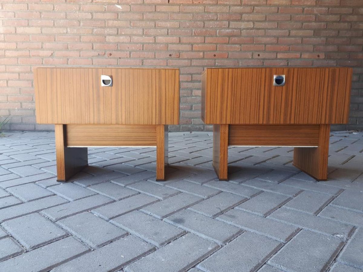 * Set Van 2 Vintage Nachtkastje Jaren 60 Retro Nachtkastjes image 2