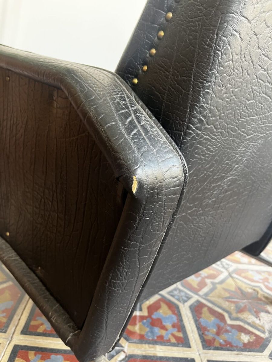 Mid-century Fauteuil 🖤 Zwarte Skai image 11