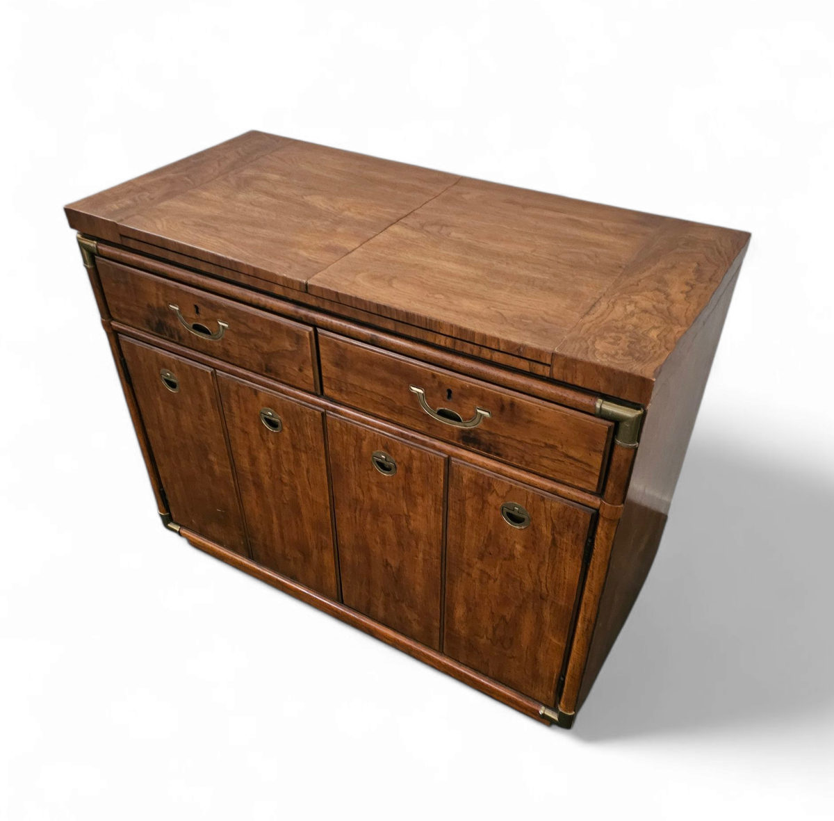 Vintage Drexel Accolade Campaign Server Dry Bar On Casters / Flip Top 1980s image 11