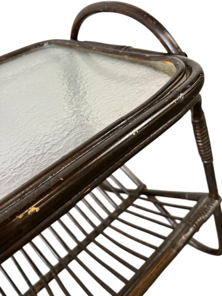 Vintage Rotan Bijzettafel / Sidetable / Plantentafel image 9