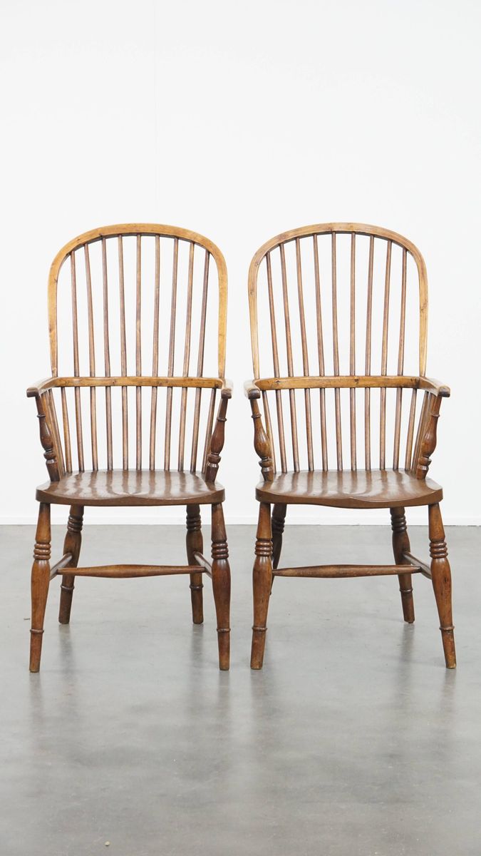 Geweldige Set Van 6 Antieke Engelse Windsor Stickback Chairs Uit De 19e Eeuw image 2