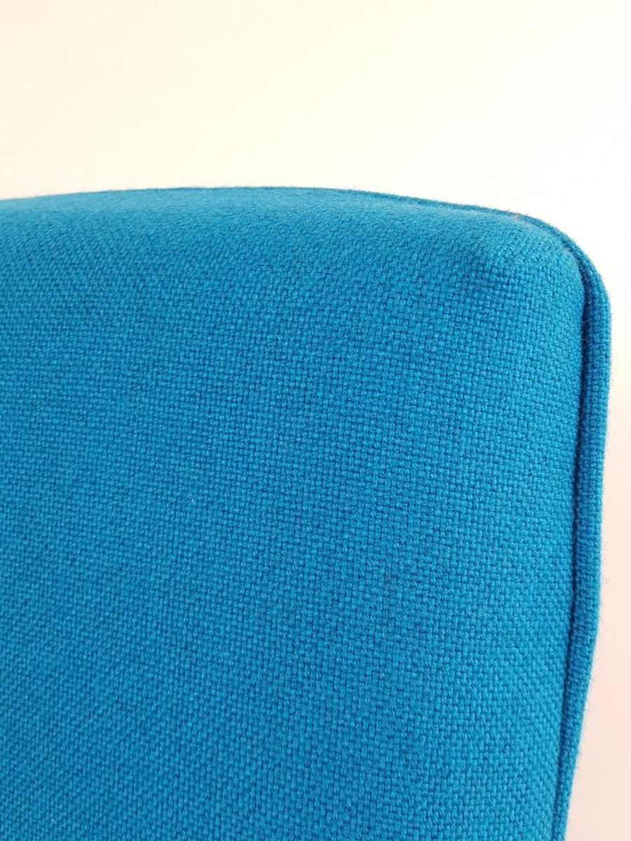 2 Blauwe Fauteuils | Wollen Ploegstof Blauw Vintage image 5