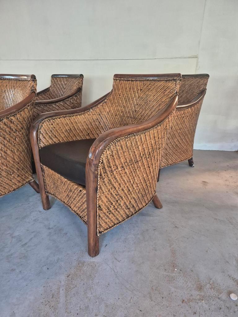 4 Art Deco Colonial Stijl Fauteuils Rotan image 6