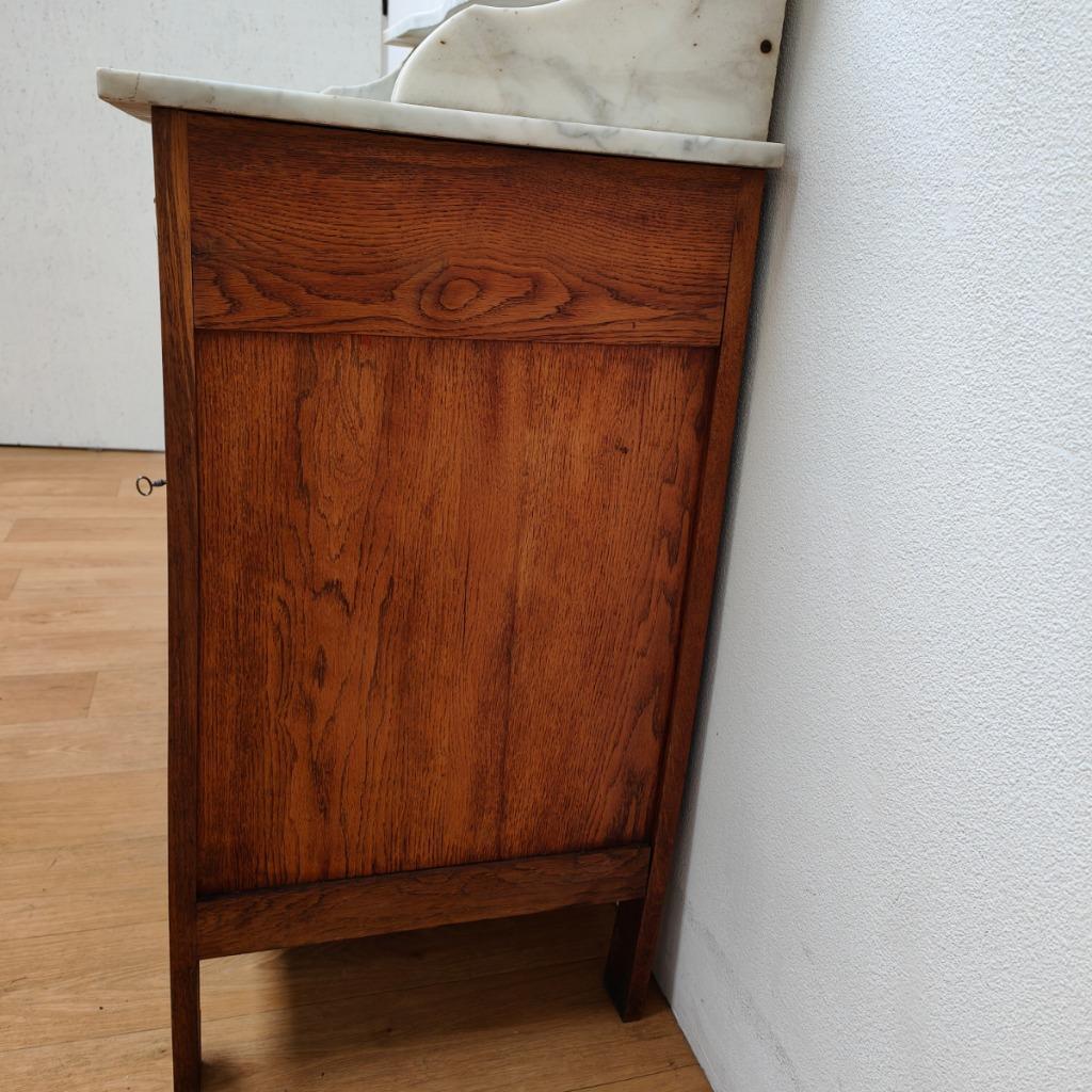 Vintage Antiek Dressoir Commode Ladekast Badkamermeubel Met Marmer Blad 701 image 16