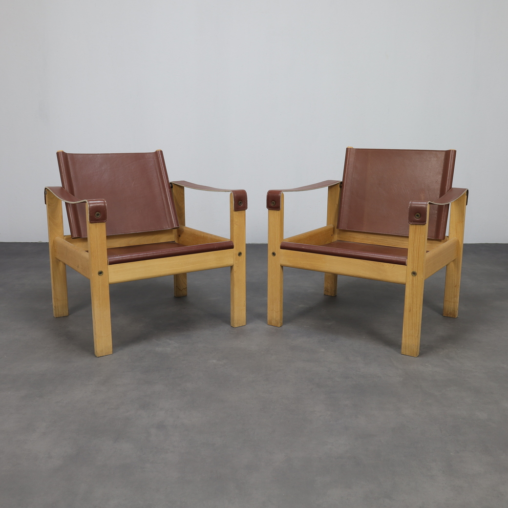 Set Of 2 Lounge Chairs In Teak And Saddle Leather By Karl Heinz Bergmiller For Escriba, Brazil, 1970s image 2