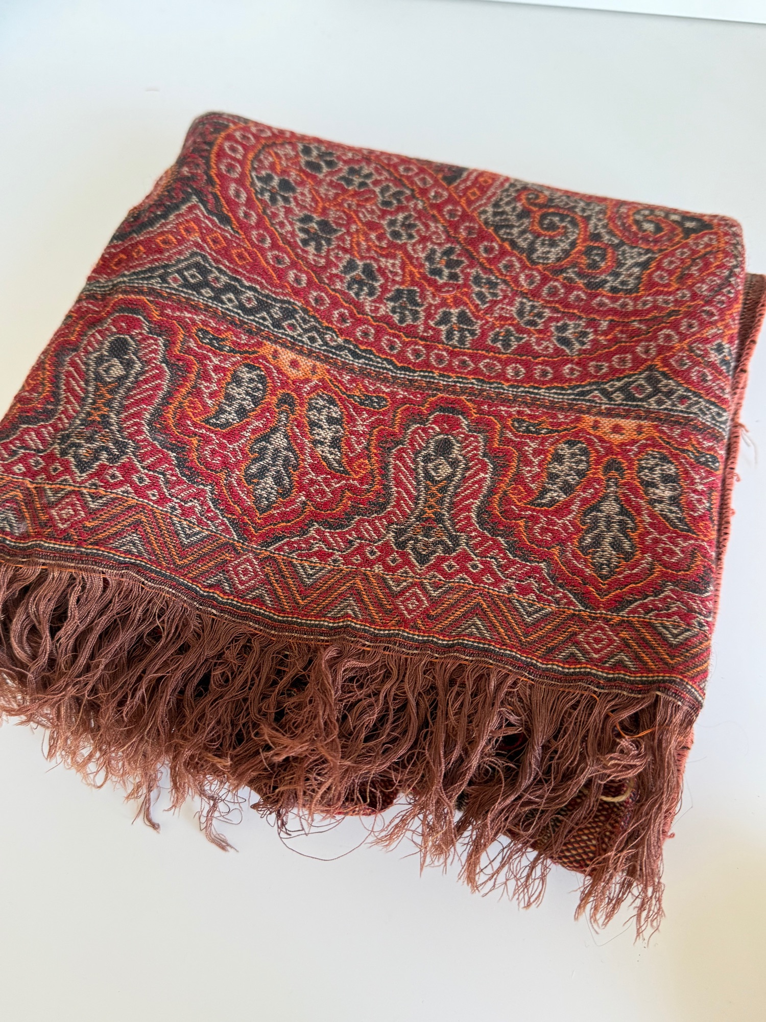 Vintage Antieke Rode Paisley Doek image 4
