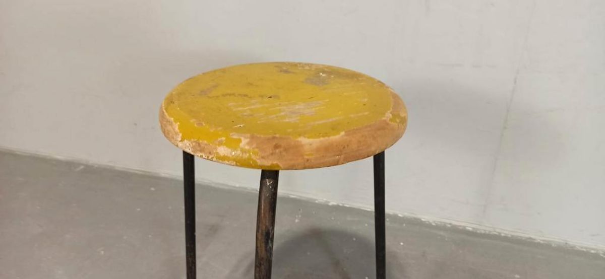 Vintage Industriëlle Kruk, Geel image 4
