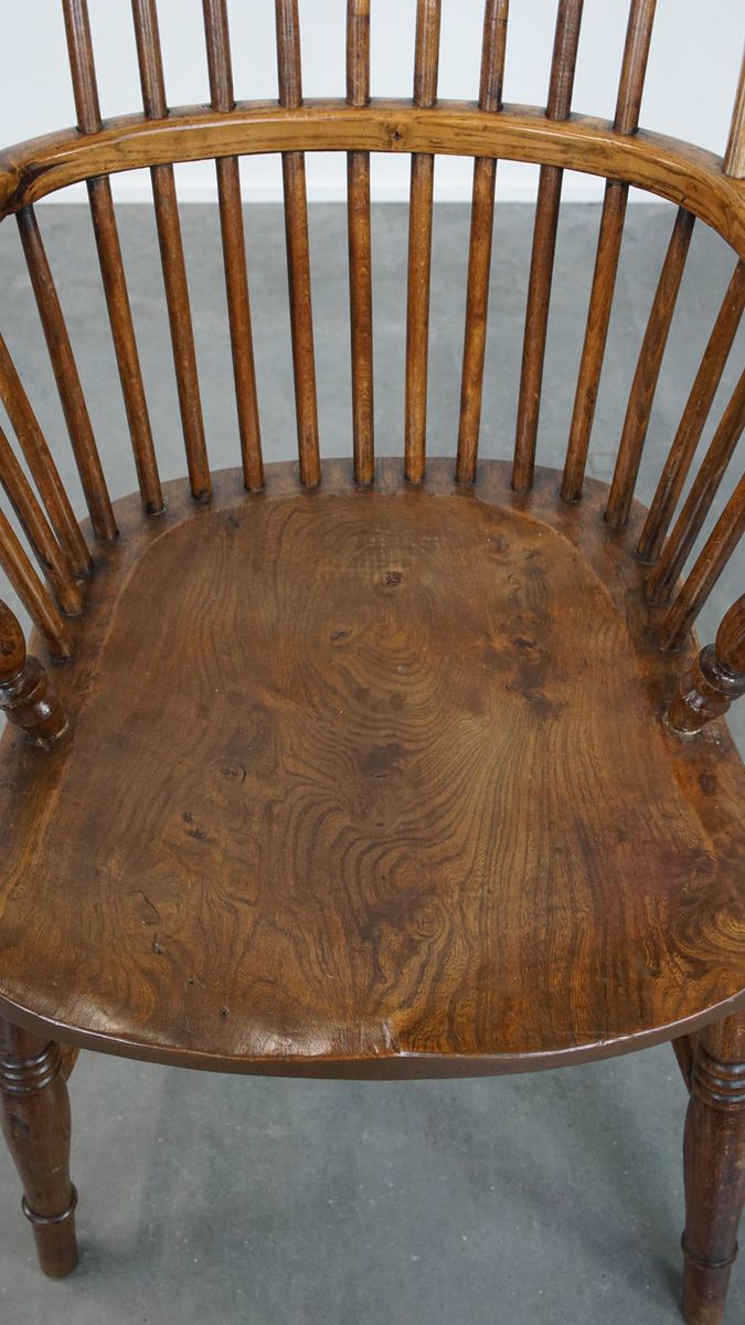 Leuke Antieke Engelse Windsor Stickback Chair Uit De 19e Eeuw Gemaakt Van Iepenhout image 6