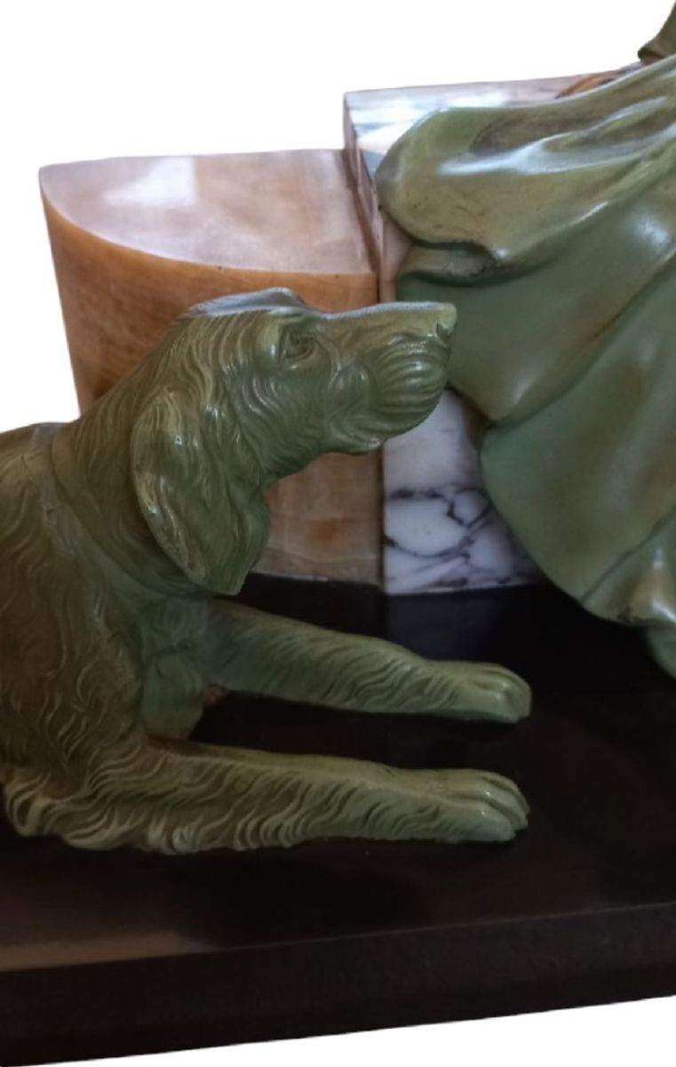 Jacques Limousin Beeld. Art-deco Dame Met Haar Honden image 9